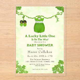 Kleines Glückskind Shamrock-Baby-Mädchen-Outfit Acryleinladungen