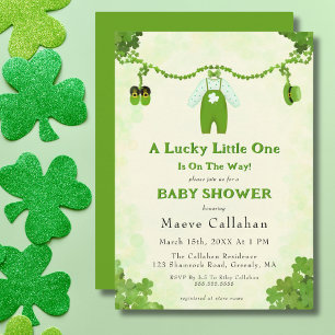 Kleines Glückskind Shamrock-Baby-Outfit Baby Showe Einladung