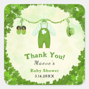 Kleines Glückskind Shamrock-Baby-Outfit Baby Showe Quadratischer Aufkleber