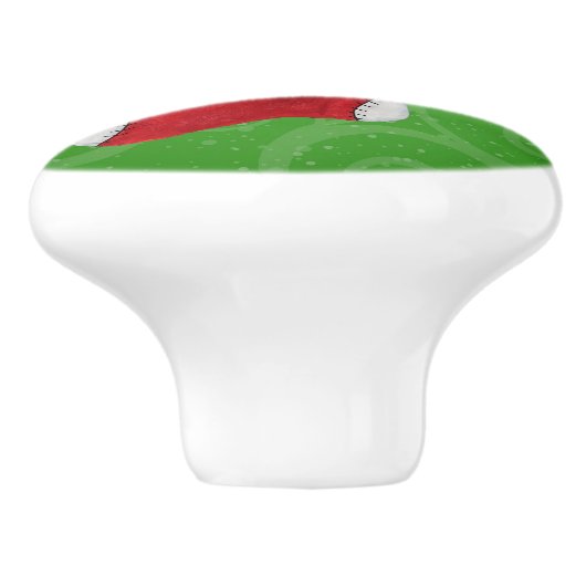 Kleines Gnome in Weihnachten Strumpf Grüne Wirbel Keramikknauf (Seitenansicht)