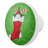 Kleines Gnome in Weihnachten Strumpf Grüne Wirbel Keramikknauf (Rechts)