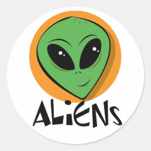 Kleines grünes alien runder aufkleber