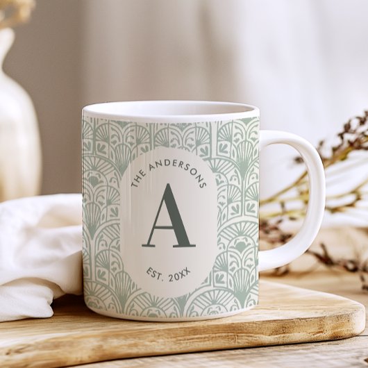 Kleines, grünes, monogrammatisches Maisloch Kaffeetasse
