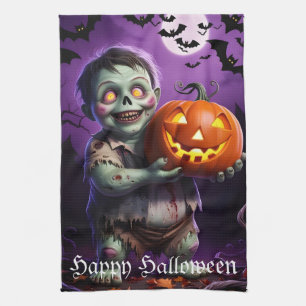 Kleines grünes Monster & Pumpkin Friend Geschirrtuch