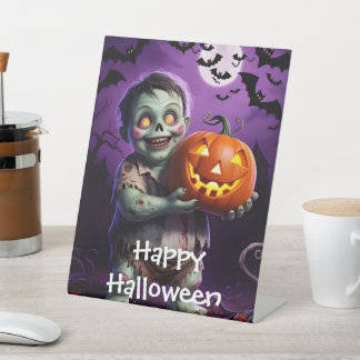 Kleines grünes Monster & Pumpkin Friend Sockelschild