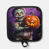 Kleines grünes Monster & Pumpkin Friend Topflappen (Vorderseite)