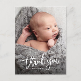 Kleines handgeschriebenes Baby-Foto Vielen Dank Postkarte