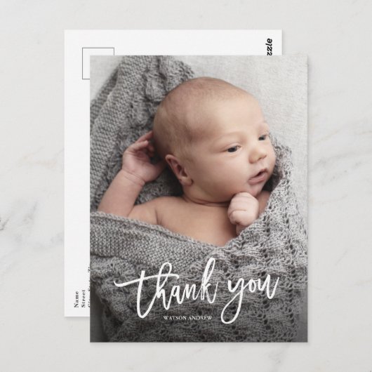 Kleines handgeschriebenes Baby-Foto Vielen Dank Postkarte (Vorne/Hinten)
