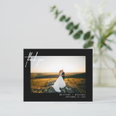 Kleines handgeschriebenes Foto Danke Black Postkarte (Stehend Vorderseite)