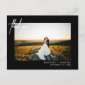 Kleines handgeschriebenes Foto Danke Black Postkarte (Vorderseite)