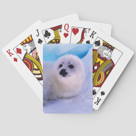 Kleines Harp Siegel in Schneeflocken überzogen Spielkarten (Rückseite)