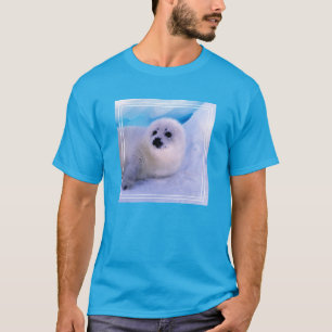 Kleines Harp Siegel in Schneeflocken überzogen T-Shirt