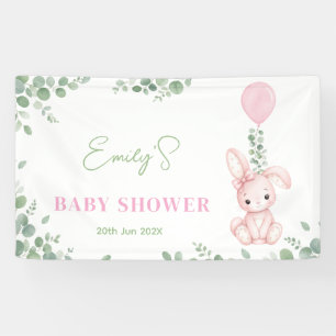 Kleines Häschen Eukalyptus-Aquarell-Baby-Mädchen-P Banner