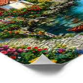 Kleines Haus am Fuße eines Bergsees Poster (Ecke)