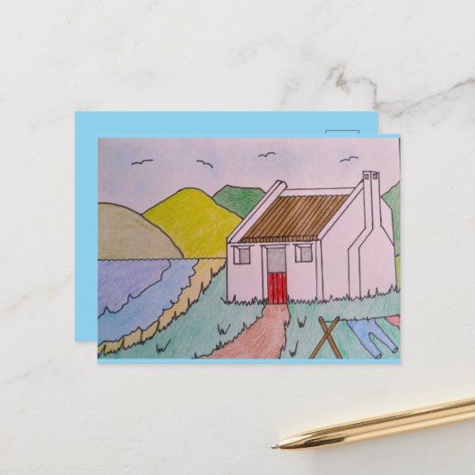 Kleines Haus am Meer Postkarte (Vorderseite/Rückseite Beispiel)
