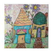 Kleines Haus Große Blume Fliese (Vorderseite)
