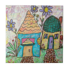 Kleines Haus Große Blume Fliese