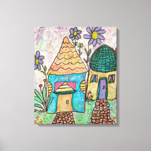 Kleines Haus Große Blume Leinwanddruck (Vorderseite)