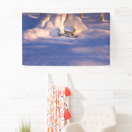 Kleines Haus im Schnee-Banner Banner (Insitu)