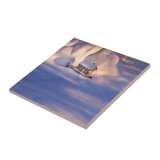 Kleines Haus im Schnee dekorative Tile / Trivet Fliese (Seite)