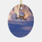 Kleines Haus im Schnee Keramik Ornament (Rechts)