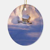 Kleines Haus im Schnee Keramik Ornament (Links)