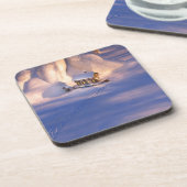 Kleines Haus im Schneekork-Untersetzer Getränkeuntersetzer (Linke Seite)