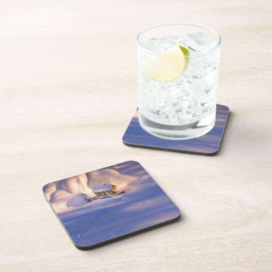 Kleines Haus im Schneekork-Untersetzer Getränkeuntersetzer (Rechte Seite)