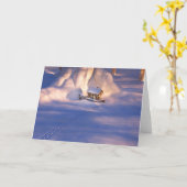 Kleines Haus in der Snow Card Karte (Gelbe Blume)