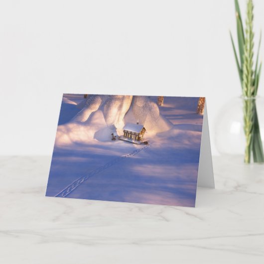 Kleines Haus in der Snow Card Karte (Vorderseite)