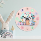 Kleines Haus mit Drache und NAME Mädchen Große Wanduhr