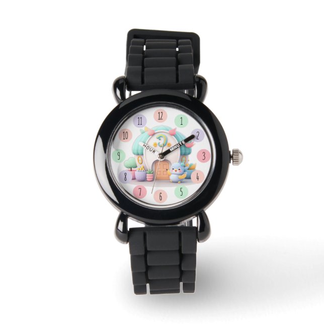 Kleines Haus mit Drachenjunge Armbanduhr (Vorderseite)