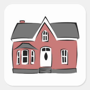 Kleines Haus Quadratischer Aufkleber