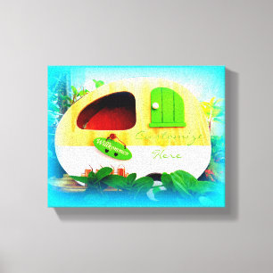 kleines Haus-Sinti und Roma-Wohnwagenblau Leinwanddruck