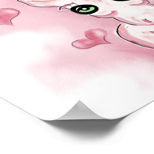 Kleines Herz-Rosa Einhorn für Kinder Poster (Ecke)