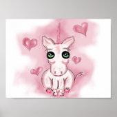 Kleines Herz-Rosa Einhorn für Kinder Poster (Vorne)