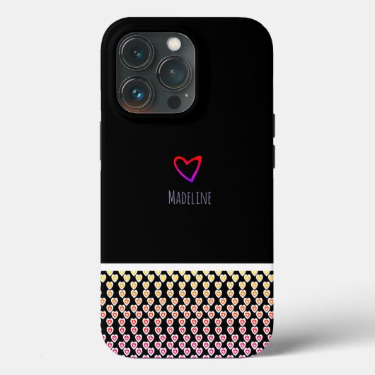 Kleines Herzmuster Wiederholung Border Rainbow Case-Mate iPhone Hülle (Rückseite)