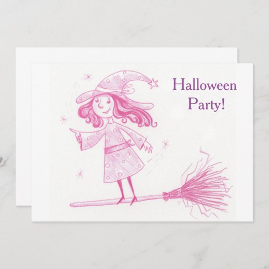Kleines HEXE Halloween-Party laden ein Einladung (Vorne/Hinten)