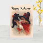 Kleines Hexe-Mädchen Karte (Gelbe Blume)