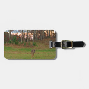 Kleines Hirsch und rosa Sonnenuntergang Gepäckanhänger