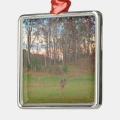 Kleines Hirsch und rosa Sonnenuntergang Silbernes Ornament (Links)