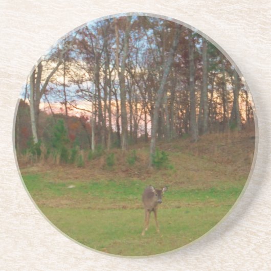 Kleines Hirsch und rosa Sonnenuntergang Untersetzer (Vorne)