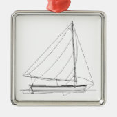 Kleines hölzernes Segelboot - karibisches Sloop Ornament Aus Metall (Vorne)