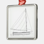 Kleines hölzernes Segelboot - karibisches Sloop Ornament Aus Metall (Links)