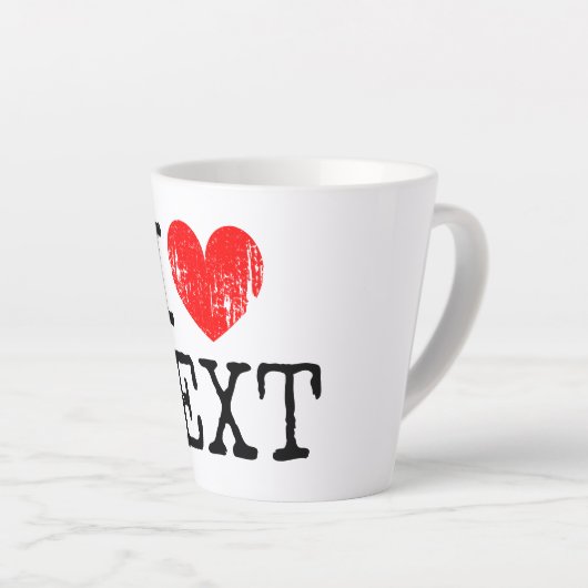 Kleines I-Herzlogo, latte Tasse mit Text in Not (Rechte Ecke)