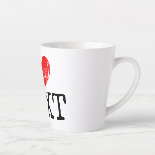 Kleines I-Herzlogo, latte Tasse mit Text in Not (Rechts)
