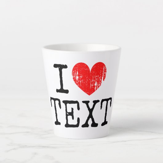 Kleines I-Herzlogo, latte Tasse mit Text in Not (Vorderseite)