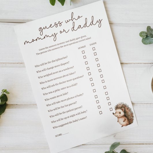 Kleines Igel-Mama-oder-Papa-Baby-Shower-Spiel Poster