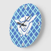 Kleines japanisches Kaninchen, blau Große Wanduhr (Winkel)