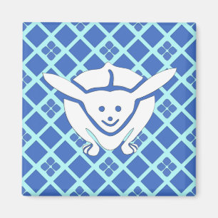 Kleines japanisches Kaninchen, blau Magnet